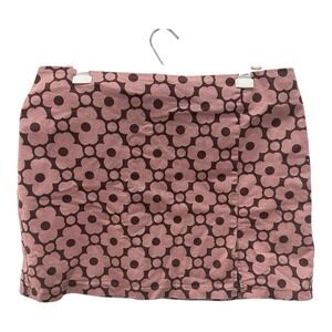 Urban Outfitters Mini Skirt Womens XL Mauve Wine Floral Cotton Blend Zips Retro